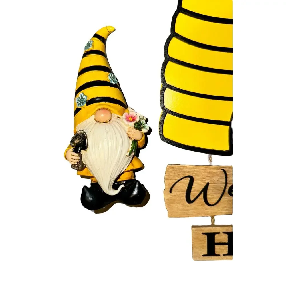 Bee Decor 3 Piece Bundle Signs Gnome Hive Black Yellow‎ Kitchen Gift Welcome